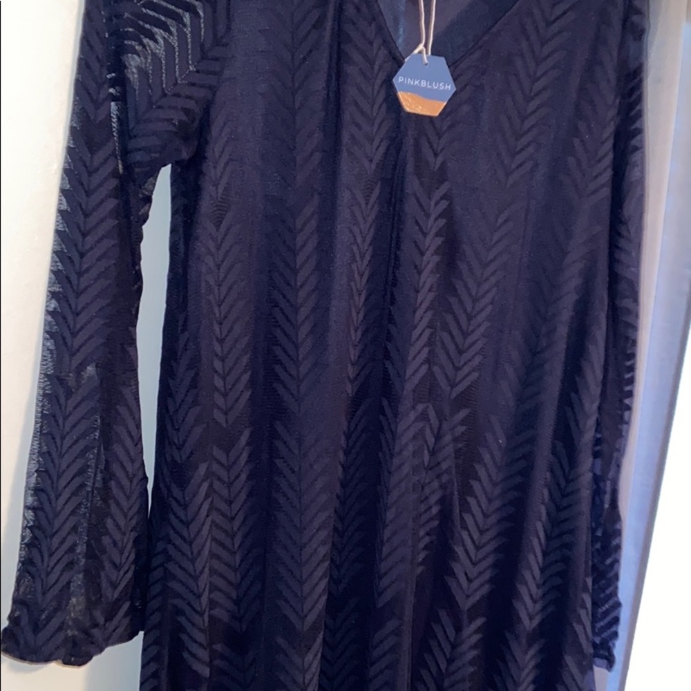 Navy blue sheer maternity dress